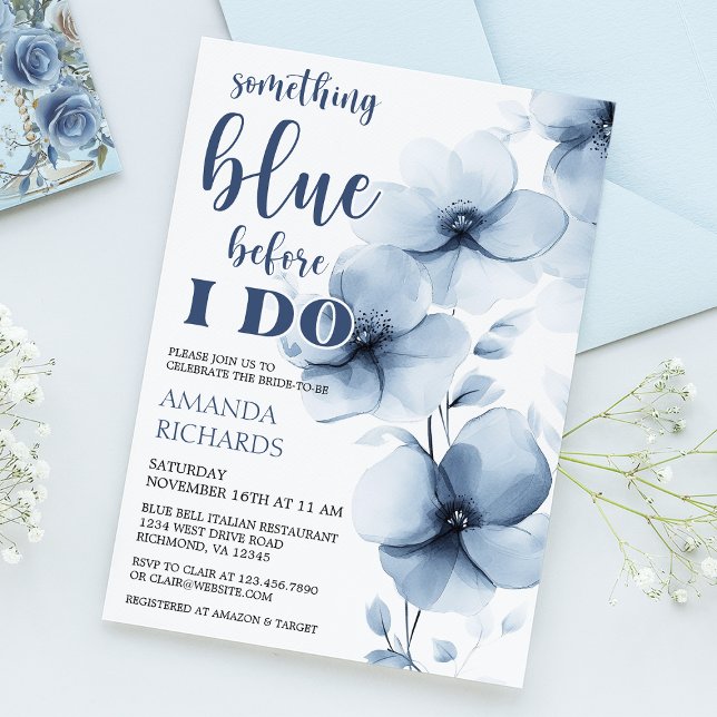 Something Blue Before I Do Floral Bridal Shower Invitation (Creator Uploaded)