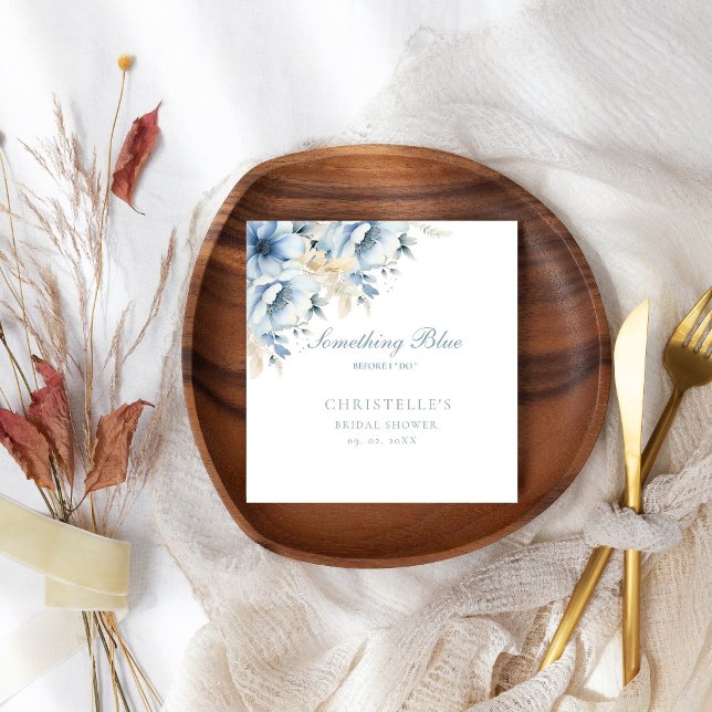 Something blue before i do floral Bridal shower Napkin (Creator Uploaded)