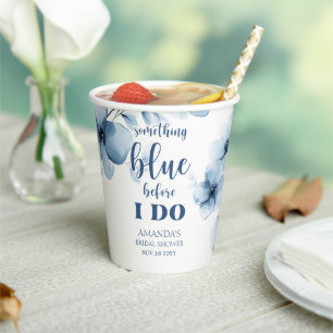 Something Blue Before I Do Floral Bridal Shower Paper Cups