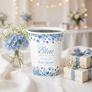 Something Blue Before I Do Floral Bridal Shower Paper Cups