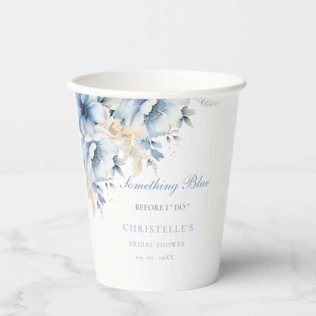 Something blue before i do floral Bridal shower Paper Cups (Front)