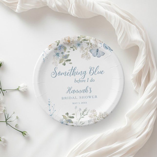 Something Blue Before I Do Floral Bridal Shower Paper Plate (Creator Uploaded)