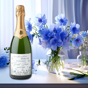 Something Blue before 'I do' Floral Bridal Shower Sparkling Wine Label