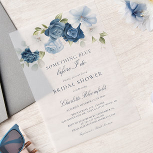 Something Blue Before I Do Floral Bridal Shower Vellum Invitations