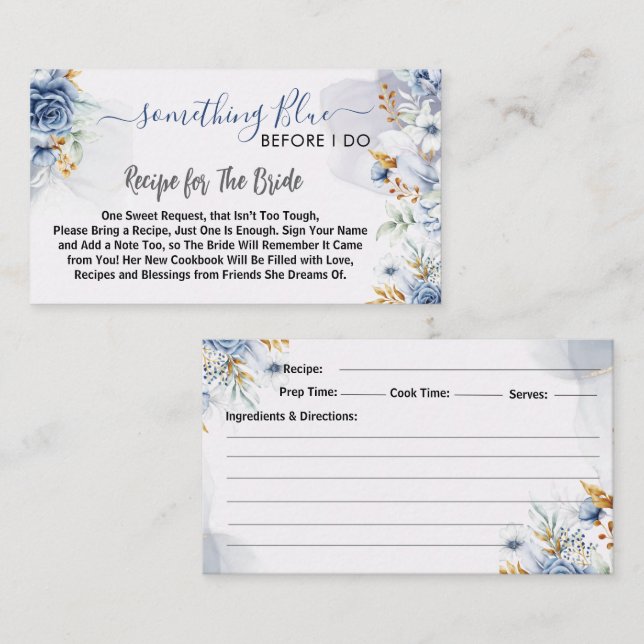 Something Blue Before I do floral Recipe Enclosure Card (Front/Back)