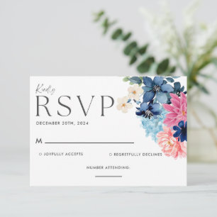 Something blue before i do floral Wedding RSVP Card