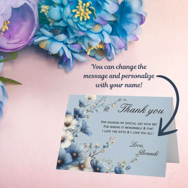 Something Blue Before I do Folded Thank You Card (Send these elegant Thank You cards to your guests and show them your appreciation!)