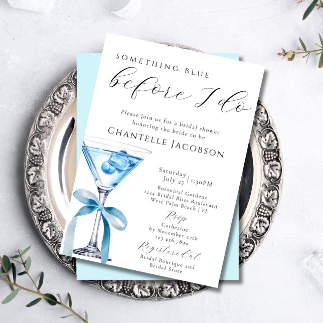 Something Blue Before I Do Martini Bridal Shower Invitation (Creator Uploaded)