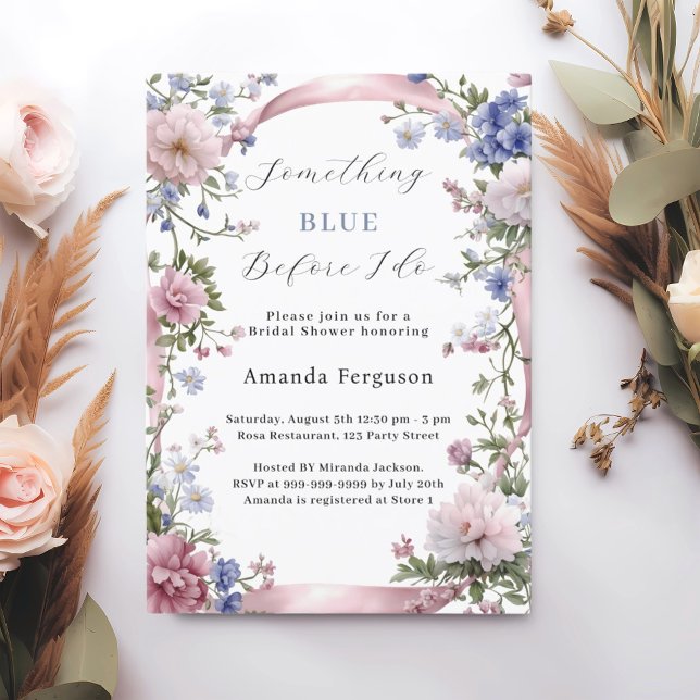Something blue before I do pink Bridal Shower Invitation (Creator Uploaded)