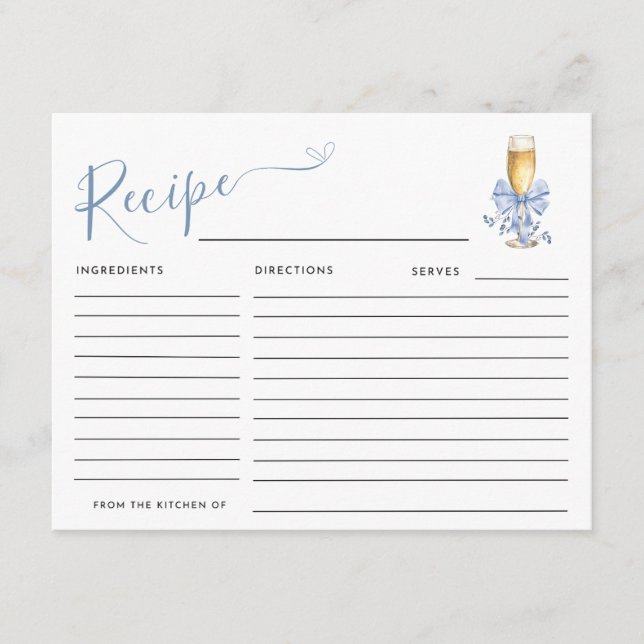 SOMETHING BLUE BEFORE I DO Recipe  Enclosure Card (Front)