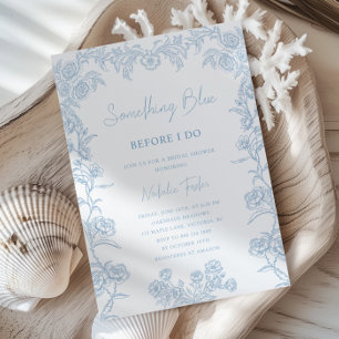 Something Blue Before I Do Roses Bridal Shower Invitation