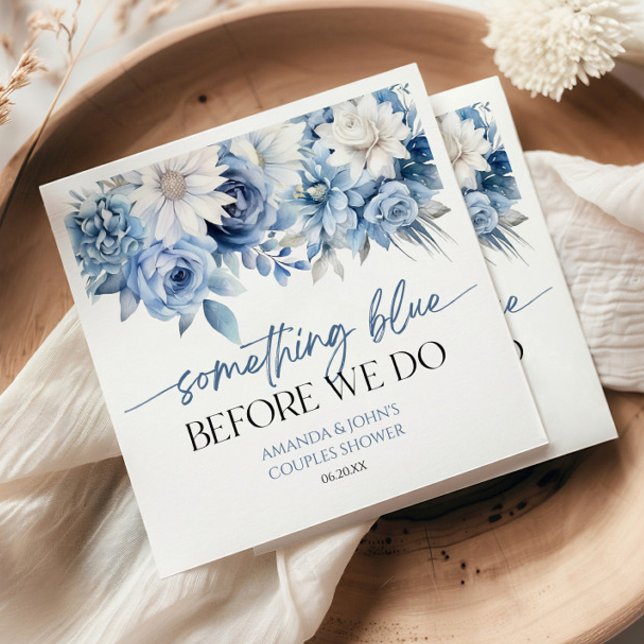 Something Blue Before We Do Floral Couples Shower Napkin (Creator Uploaded)