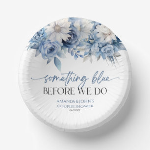 Something Blue Before We Do Floral Couples Shower Paper Plate