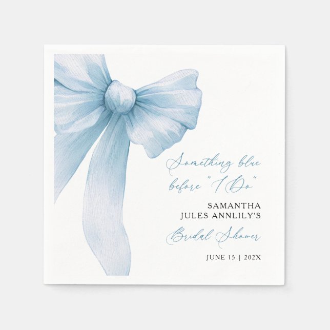 Something Blue Blue Bow Bridal Shower Napkin (Front)
