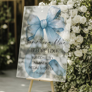Something Blue Blue Bow Bridal Shower Welcome Sign
