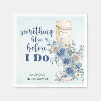 Something Blue Blush Roses Floral Bridal Shower Napkin