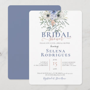 Something Blue Bouquet Illustration Bridal Shower  Invitation