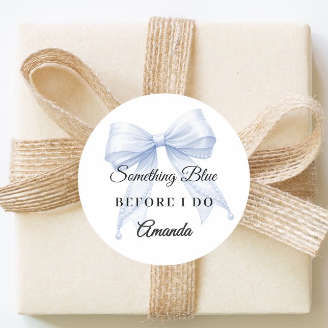 Something blue bow Bridal Showe Classic Round Sticker (Creator Uploaded)
