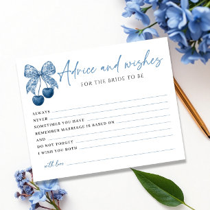 Something Blue Bow Bridal Shower Advice Card