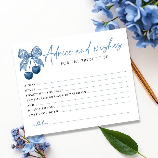 Something Blue Bow Bridal Shower Advice Card (Creator Uploaded)