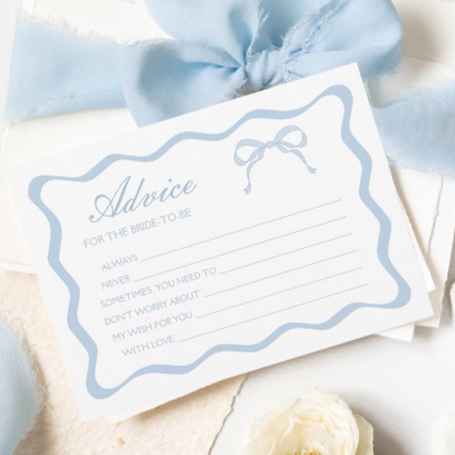 Something Blue Bow Bridal Shower Advice Card (Creator Uploaded)