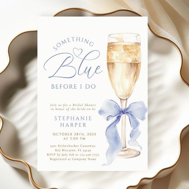 Something Blue Bow Bridal Shower Invitation (Creator Uploaded)