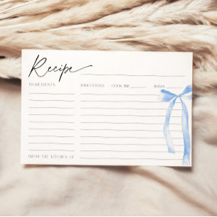 Something Blue Bow Bridal Shower Recipe Card