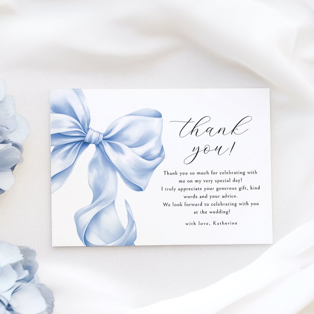 Something Blue Bow Bridal Shower Thank You Card (Creator Uploaded)