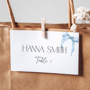 Something Blue Bow Bridal Shower Tying the Knot Place Card