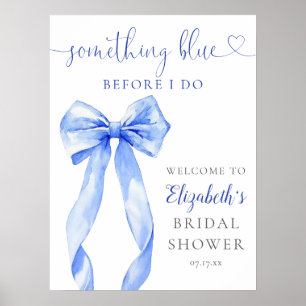 Something Blue Bow Bridal Shower Welcome Sign
