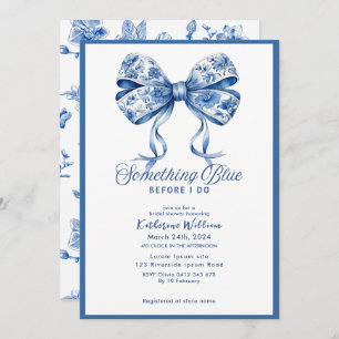 Something blue bow chinoiserie bridal shower invitation