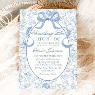 Something Blue Bow Chinoiserie Bridal Shower Invitation