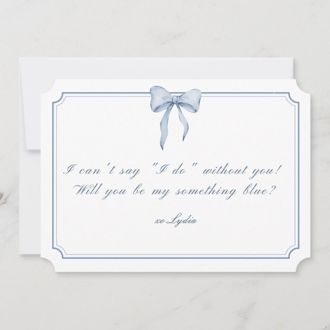 Something Blue Bow Invitation (Front)