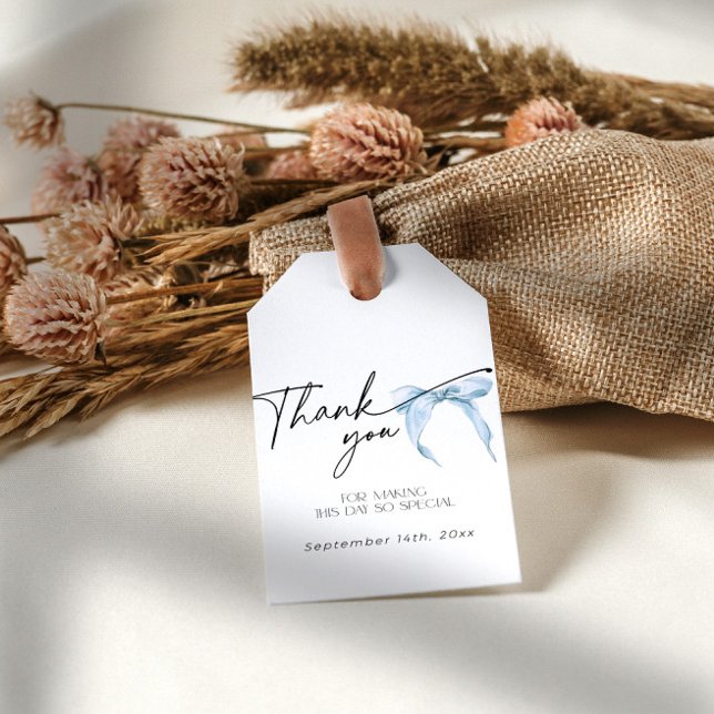Something Blue Bow Tying Bridal Shower Gift Tag (Creator Uploaded)