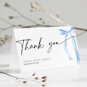 Something Blue Bow Tying the Knot Bridal Thank You Card
