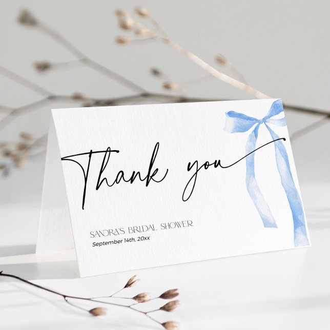 Something Blue Bow Tying the Knot Bridal Thank You Card (Creator Uploaded)