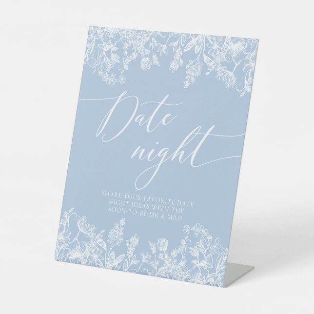 Something Blue Bridal Date Night Ideas Sign (Front)