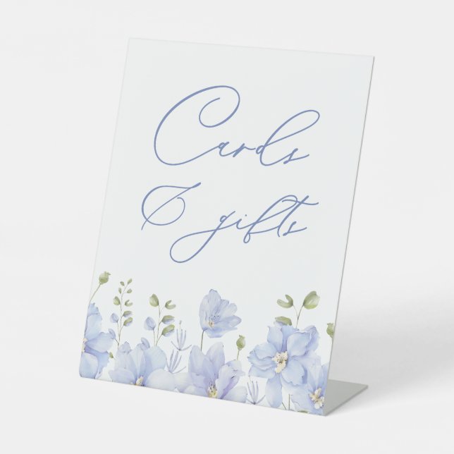 Something Blue Bridal Shower Cards & Gifts Pedestal Sign (Front)