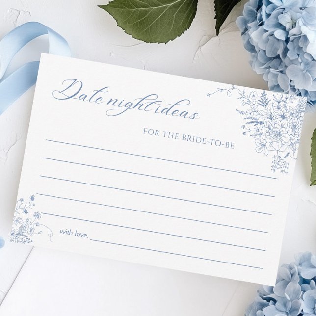 Something Blue Bridal Shower Date Night Ideas Card (Creator Uploaded)