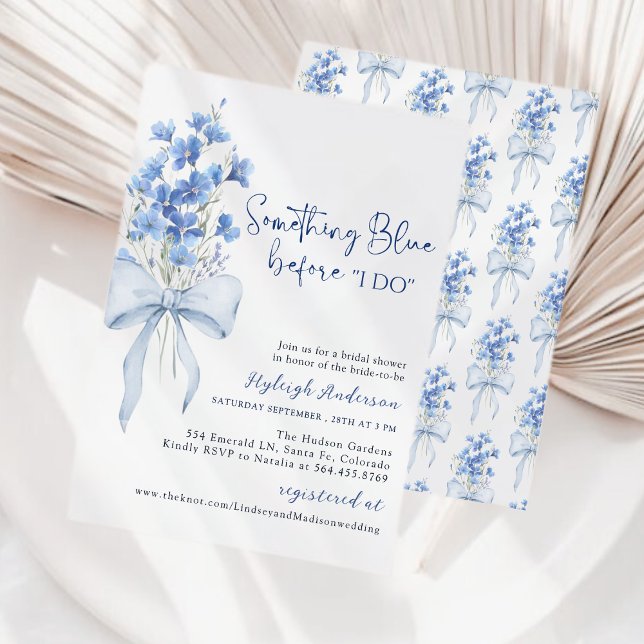 Something Blue Bridal Shower| Dusty Blue Ribbon  Invitation (Creator Uploaded)