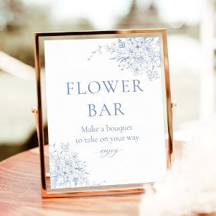 Something Blue Bridal Shower Flower bar Poster