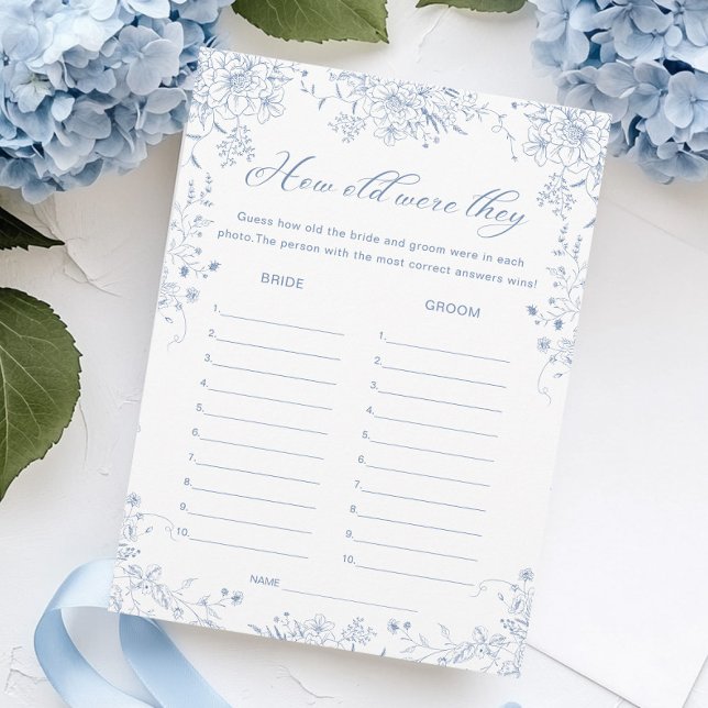 Something Blue Bridal Shower Guess Age Game Card (Creator Uploaded)