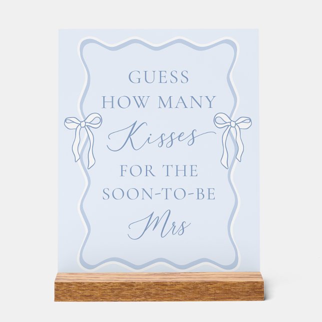 Something Blue Bridal Shower Guess How Many Kisses Acrylic Sign (Creator Uploaded)