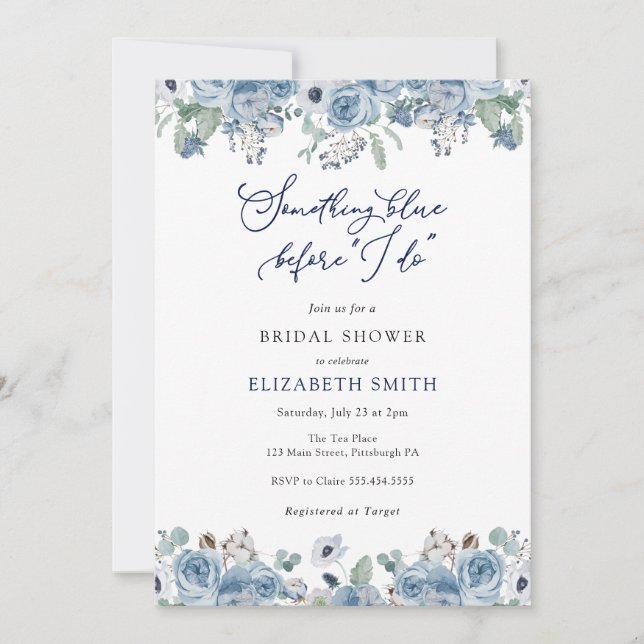 Something Blue Bridal Shower Invitation (Front)