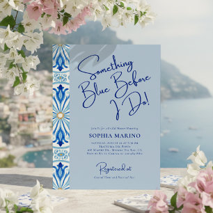 Something Blue Bridal Shower   Mediterranean Tile  Invitation