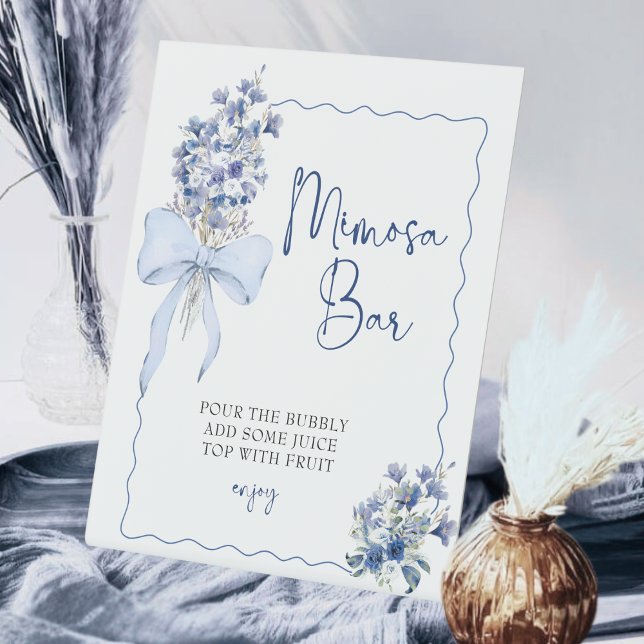 Something Blue Bridal Shower Mimosa Bar Station  Pedestal Sign (Creator Uploaded)