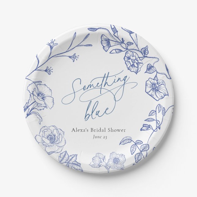 Something Blue Bridal Shower Paper Plate (Front)