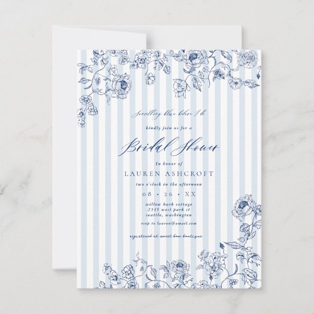 Something Blue Bridal Shower Party invitation Card (Front)