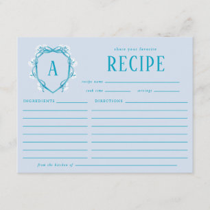Something Blue Bridal Shower Recipe Floral Crest Enclosure Card