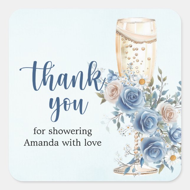 Something Blue Bridal Shower Thank You  Square Sticker (Front)
